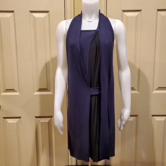 AllSaints Olwen Dress in Deep dark Blue Sz 4 - Picture 4 of 8